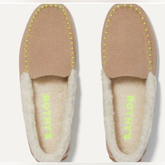 Rothy's The Scuff Slipper Nutmeg Textile Shearling Loafers Flat Women’s US 6 - Picture 1 of 11